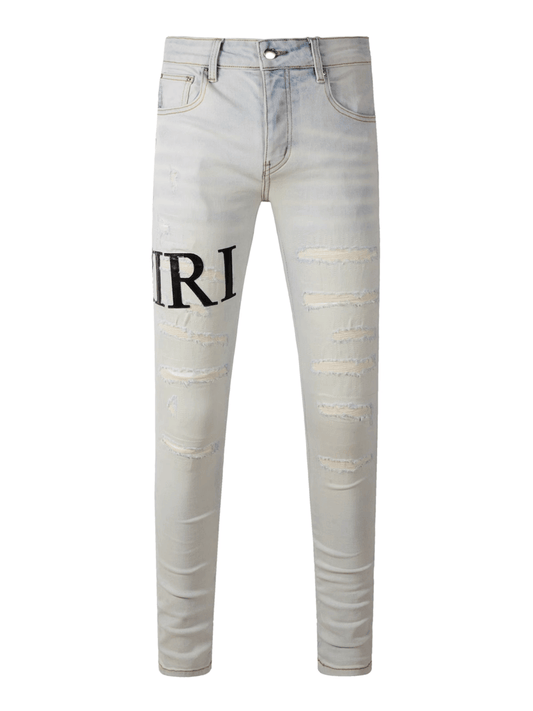 Light Washed Writing Jeans