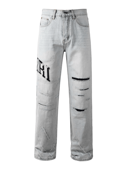 Washed Light Baggy Writing Jeans