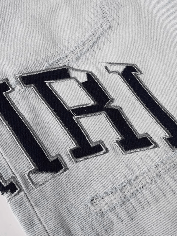 Washed Light Baggy Writing Jeans