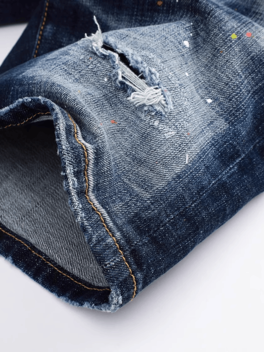 Navy Blue Paint Splashed Jeans