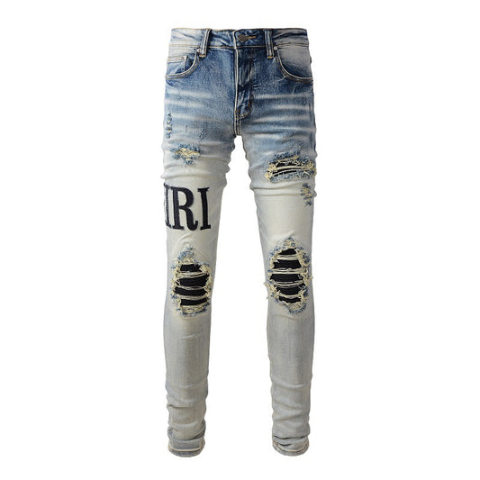 Black Writing Patch Jeans