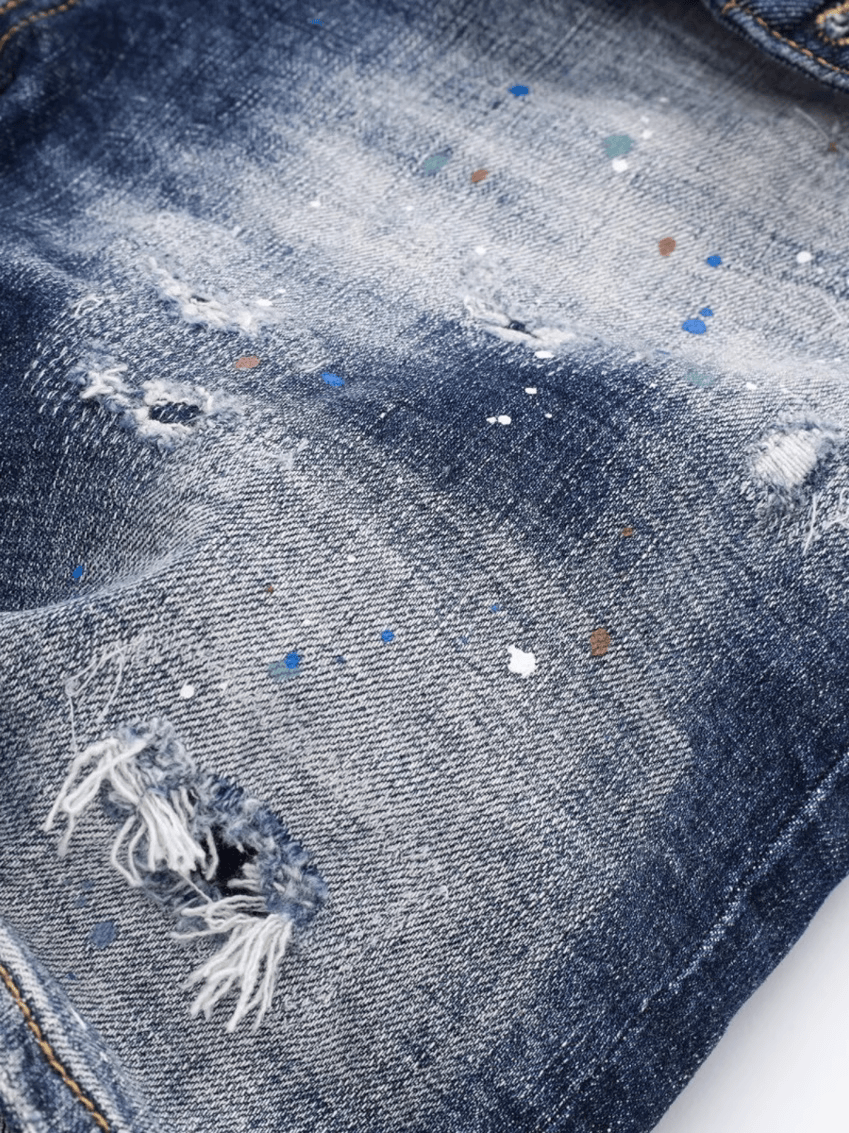 Washed Denim Paint Jeans