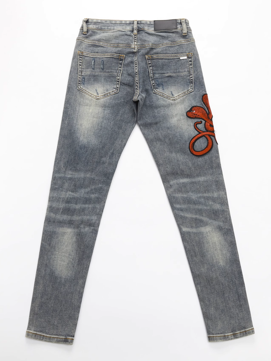 Gray Red Snake Classic Jeans