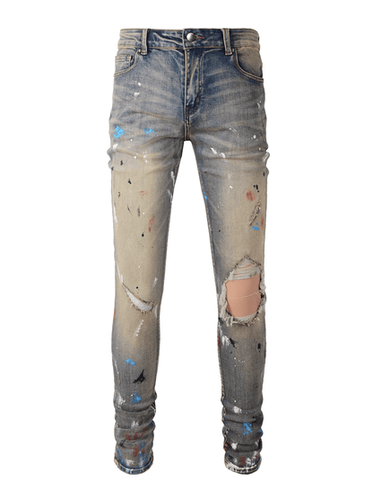 Washed Denim Ripped Jeans