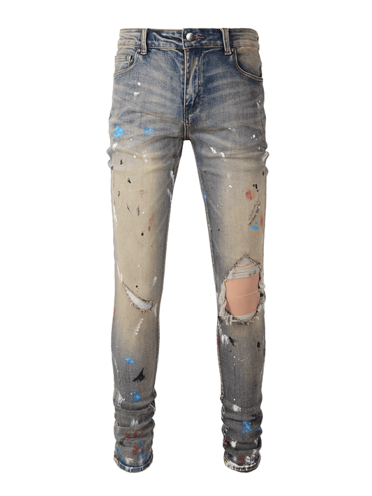 Washed Denim Ripped Jeans