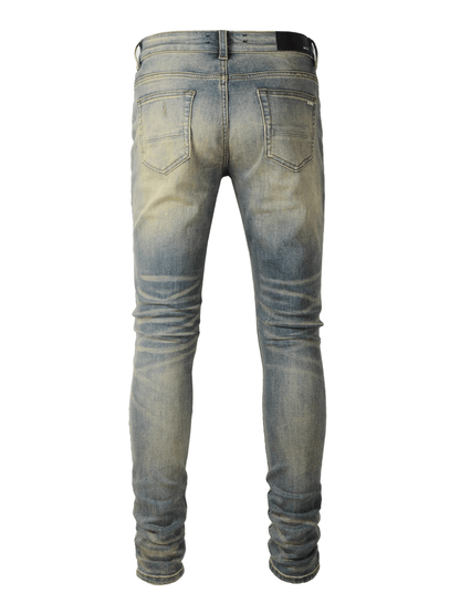 Blue Denim Red Patch Jeans