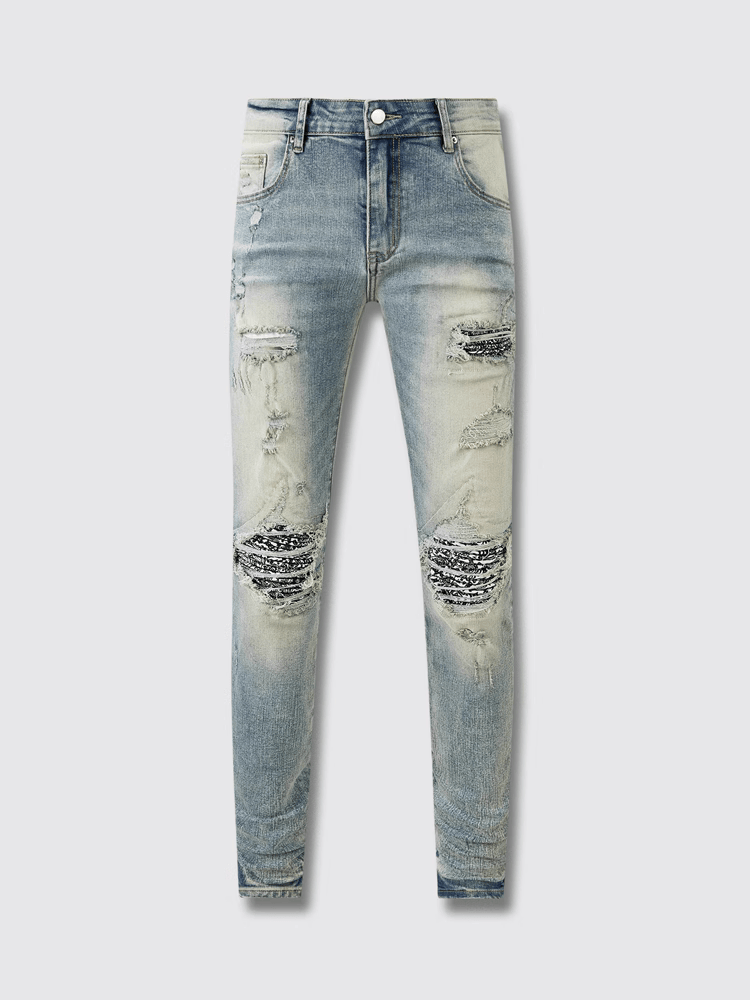 Light Blue Ripped Patch Jeans
