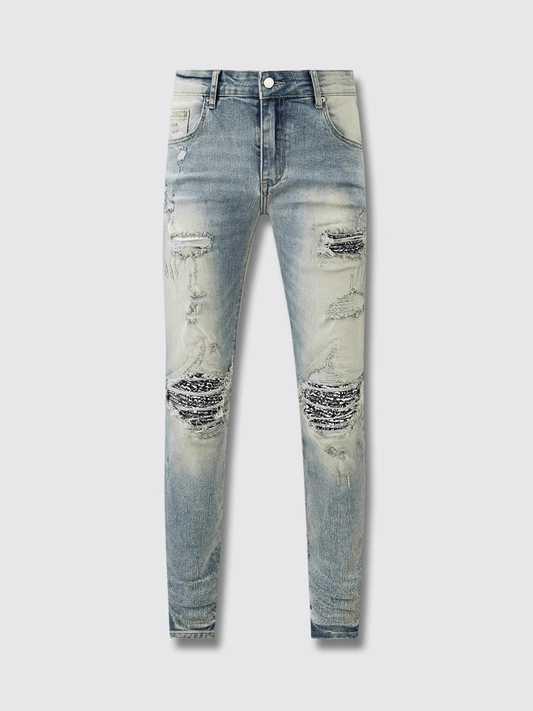 Light Blue Ripped Patch Jeans
