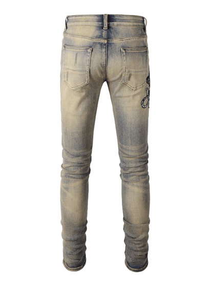 Washed Denim Snake Jeans