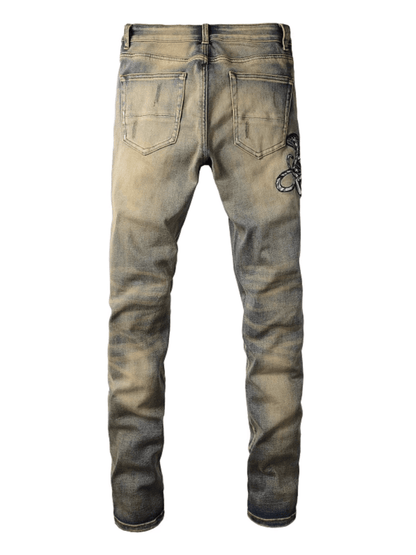 Washed Denim Snake Jeans