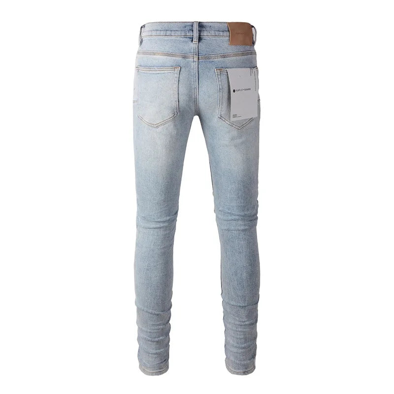 Light Blue Knee Holes Fashion Jeans