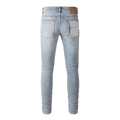 Light Blue Knee Holes Fashion Jeans