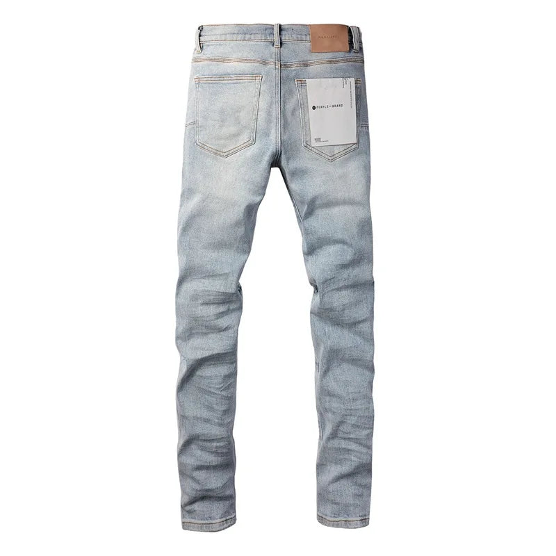 Light Blue Knee Holes Fashion Jeans