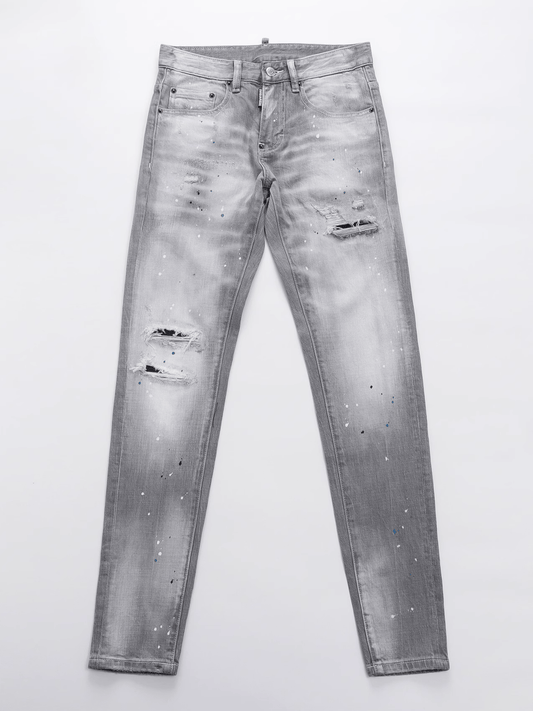 Smoky Gray Paint Washed Jeans