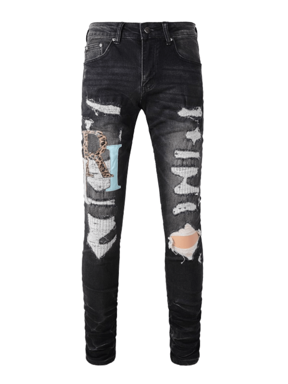 Black Ripped Writing Jeans