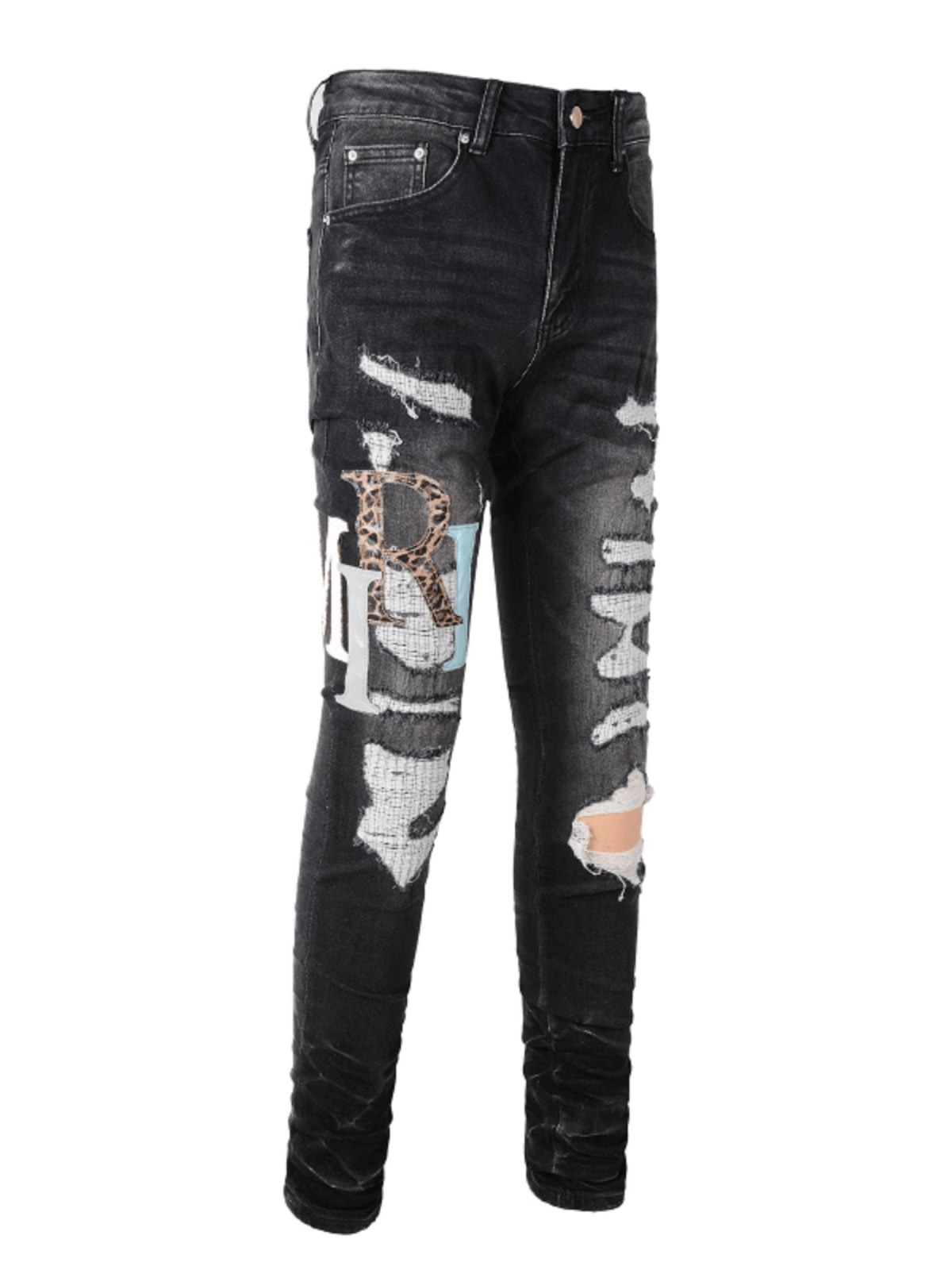 Black Ripped Writing Jeans