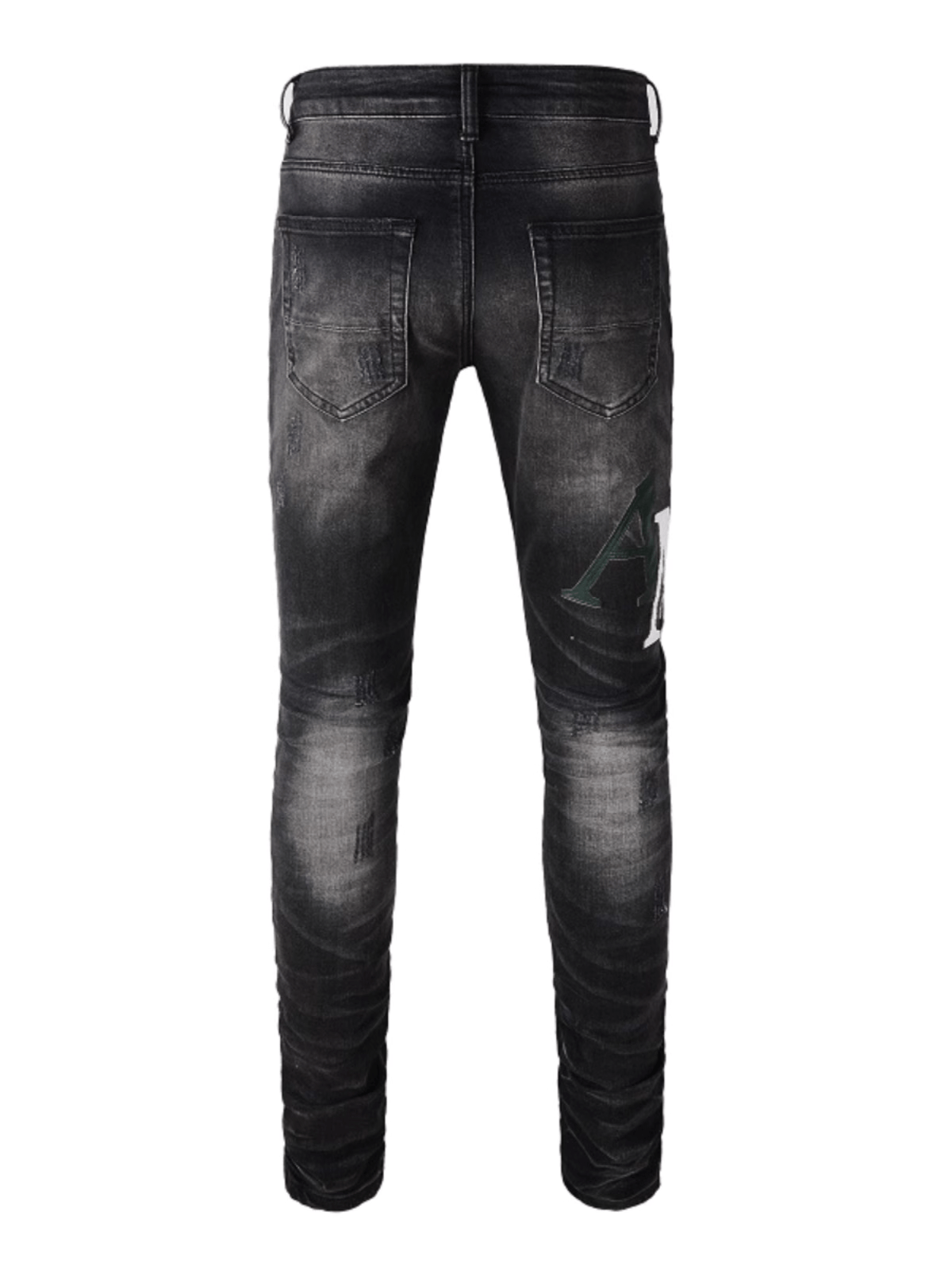Black Ripped Writing Jeans