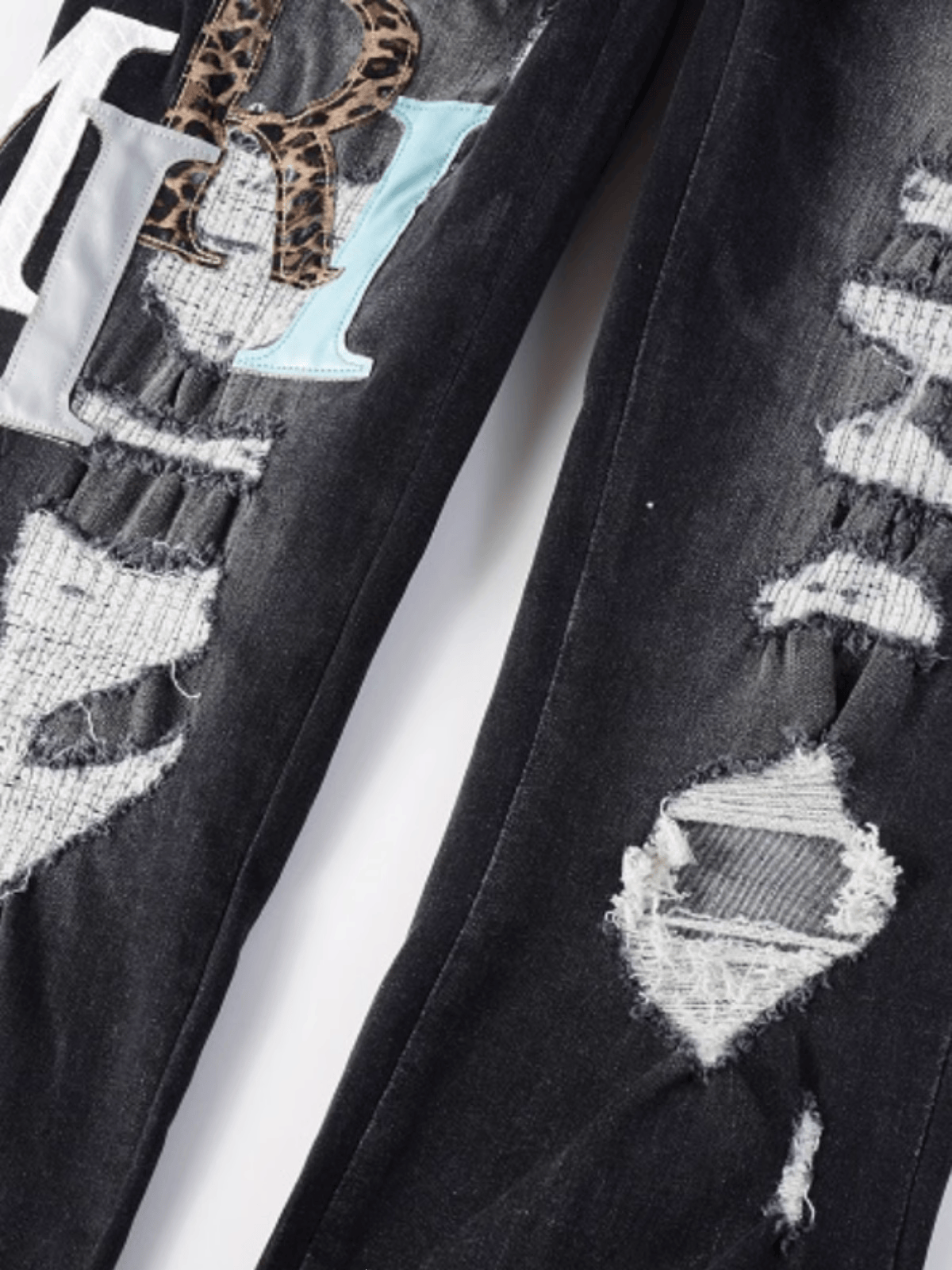 Black Ripped Writing Jeans
