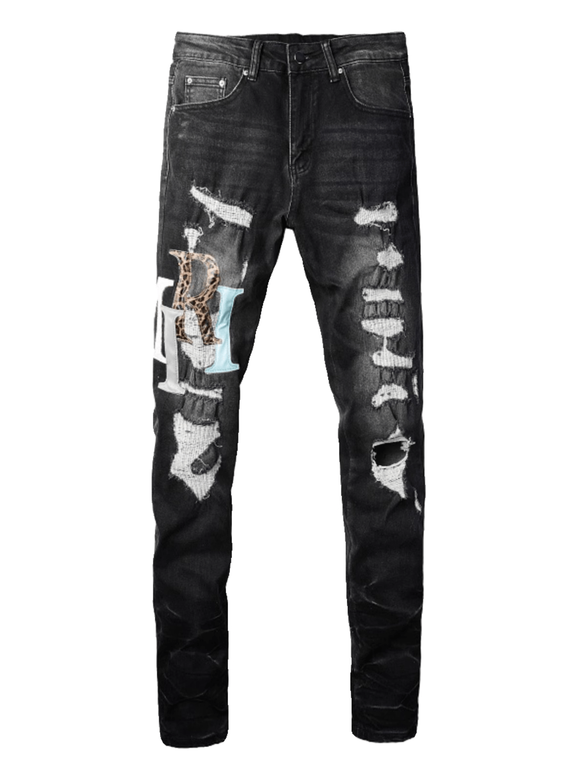Black Ripped Writing Jeans