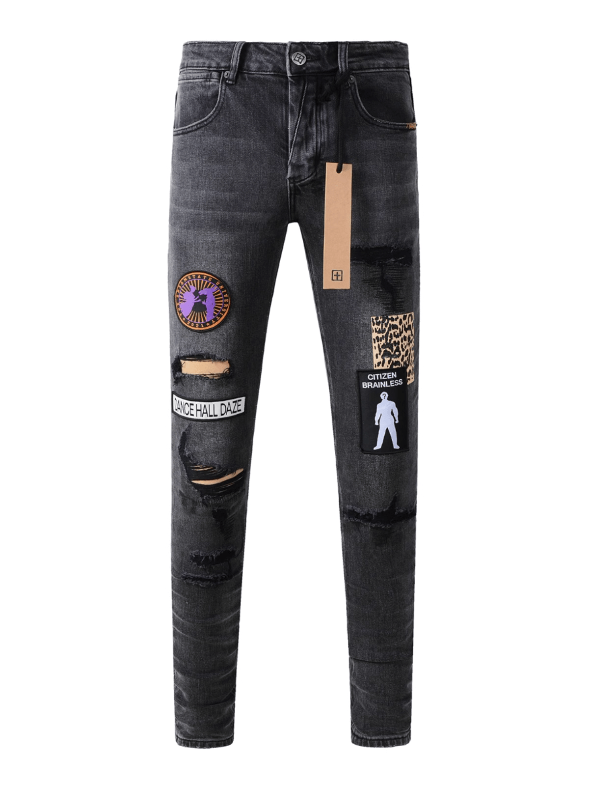 Washed Black Patch Jeans