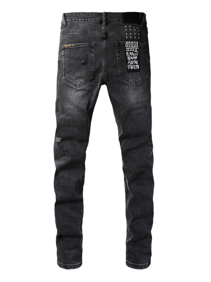 Washed Black Patch Jeans
