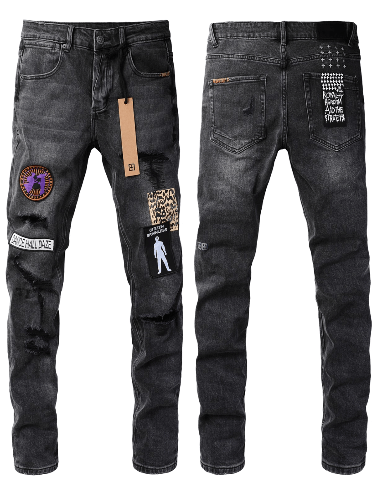 Washed Black Patch Jeans
