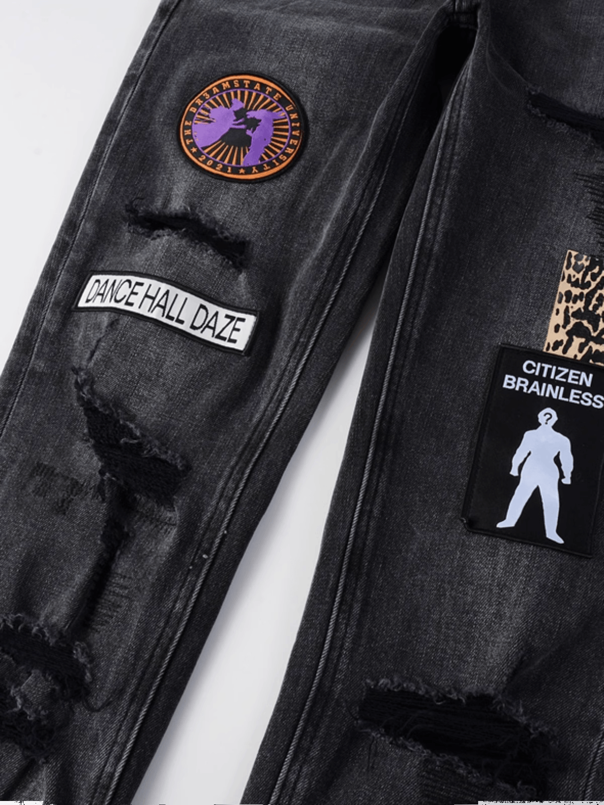 Washed Black Patch Jeans