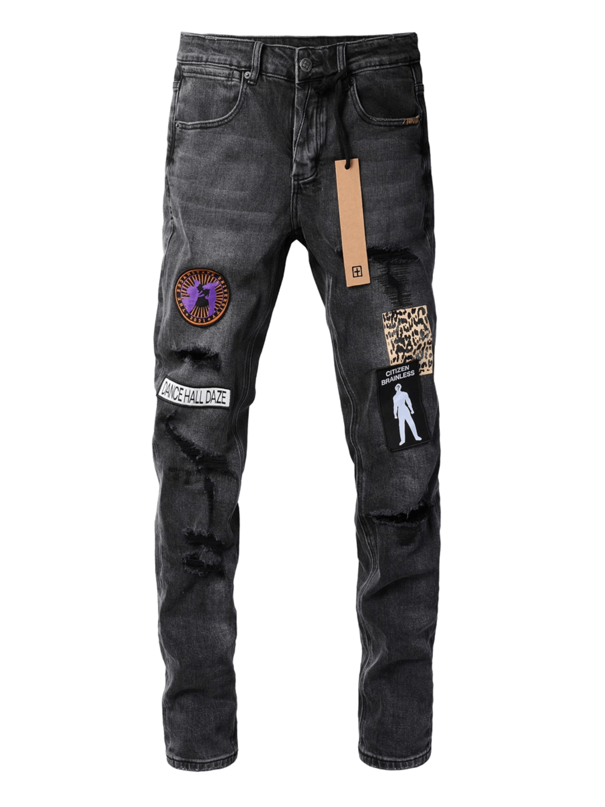 Washed Black Patch Jeans