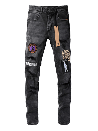 Washed Black Patch Jeans