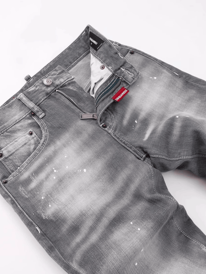 Smoky Gray White Paint Jeans