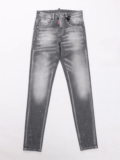 Smoky Gray White Paint Jeans
