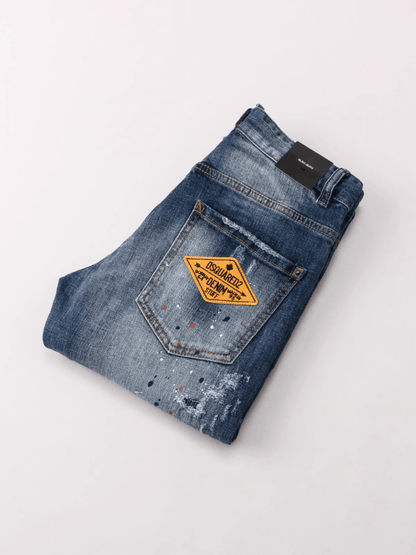 Navy Ripped Hole Jeans