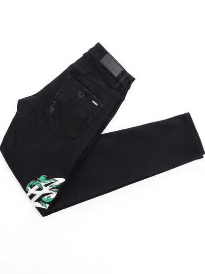 Black Classic Writing Jeans