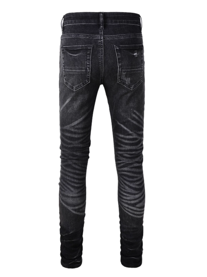 Black Rhinestone Patch Jeans