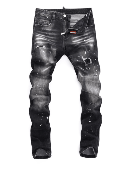 Washed Paint Hole Jeans