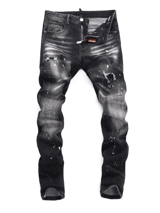 Washed Paint Hole Jeans