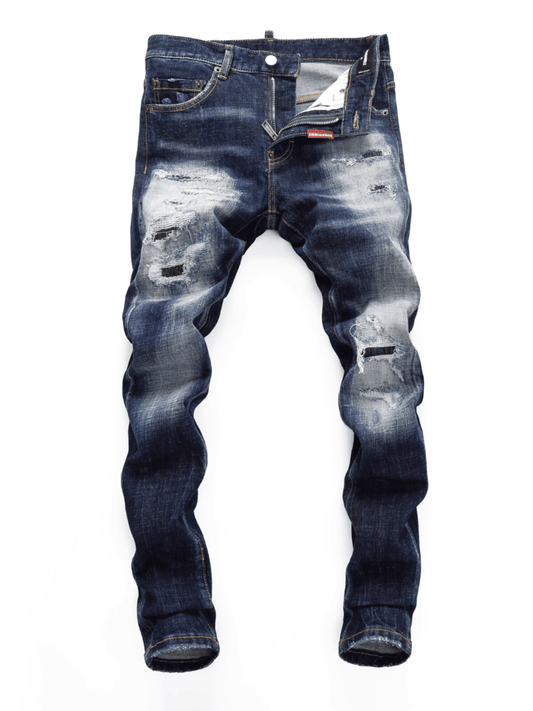 White Scratched Ripped Jeans