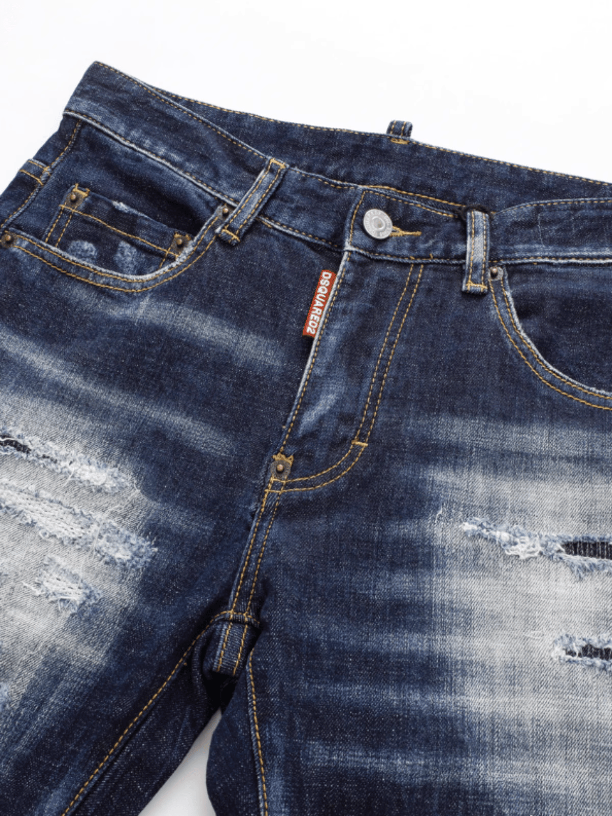 White Scratched Ripped Jeans