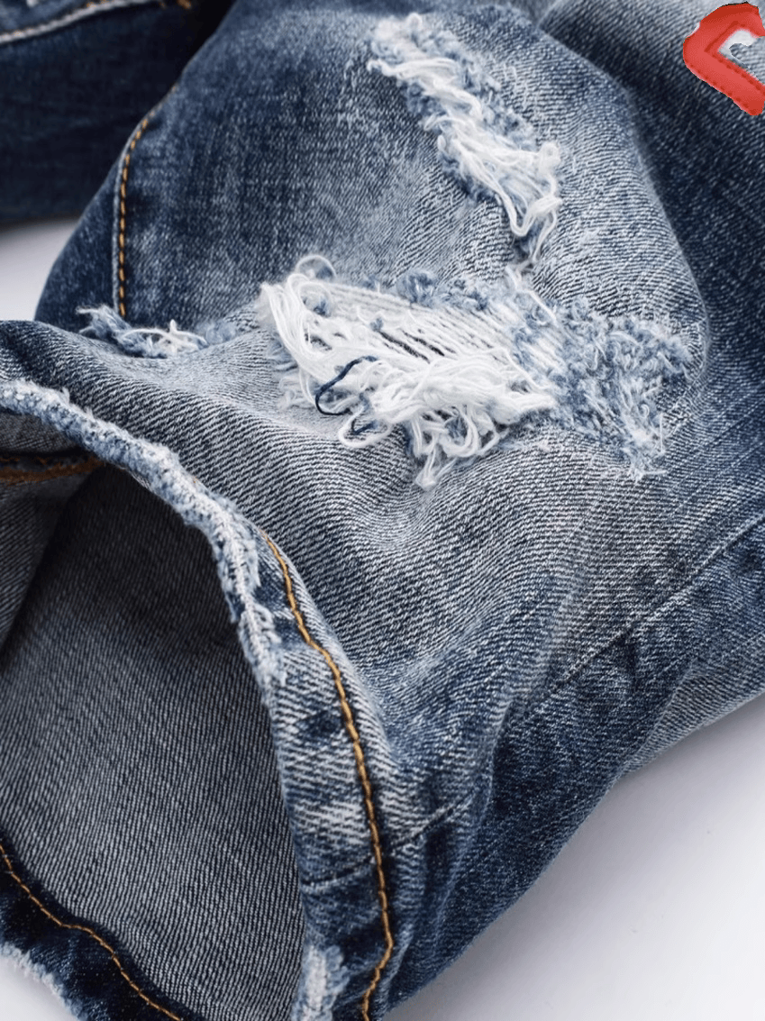 Washed Blue Ripped Jeans